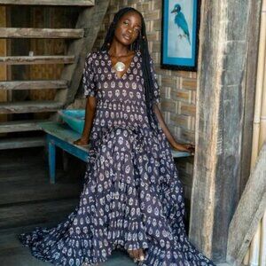 DAUGHTERS OF INDIA Chaaya Maxi Dress, Eggplant XS